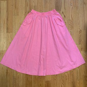 Vintage 80s cotton midi skirt with pockets and elastic waist Barbie
